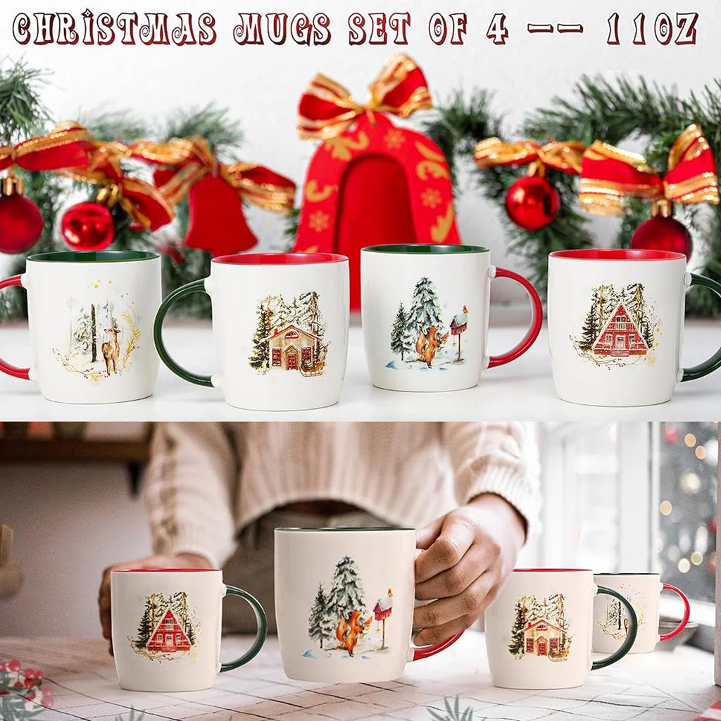 Futtumy Ceramic Mugs 4-Pack: Festive Holiday Gifts & Decor