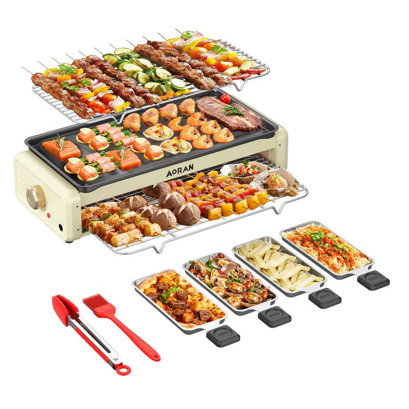 AORAN 1800W Indoor Grill: Smokeless Non-Stick Cooking & BBQ