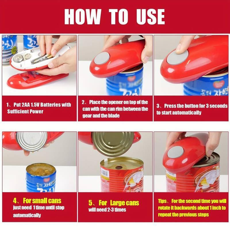 Electric Can Opener, 1 Count Battery Powered Automatic Can Opener, Household Kitchen Gadgets for Home Outdoor Camping Office(Without Battery)