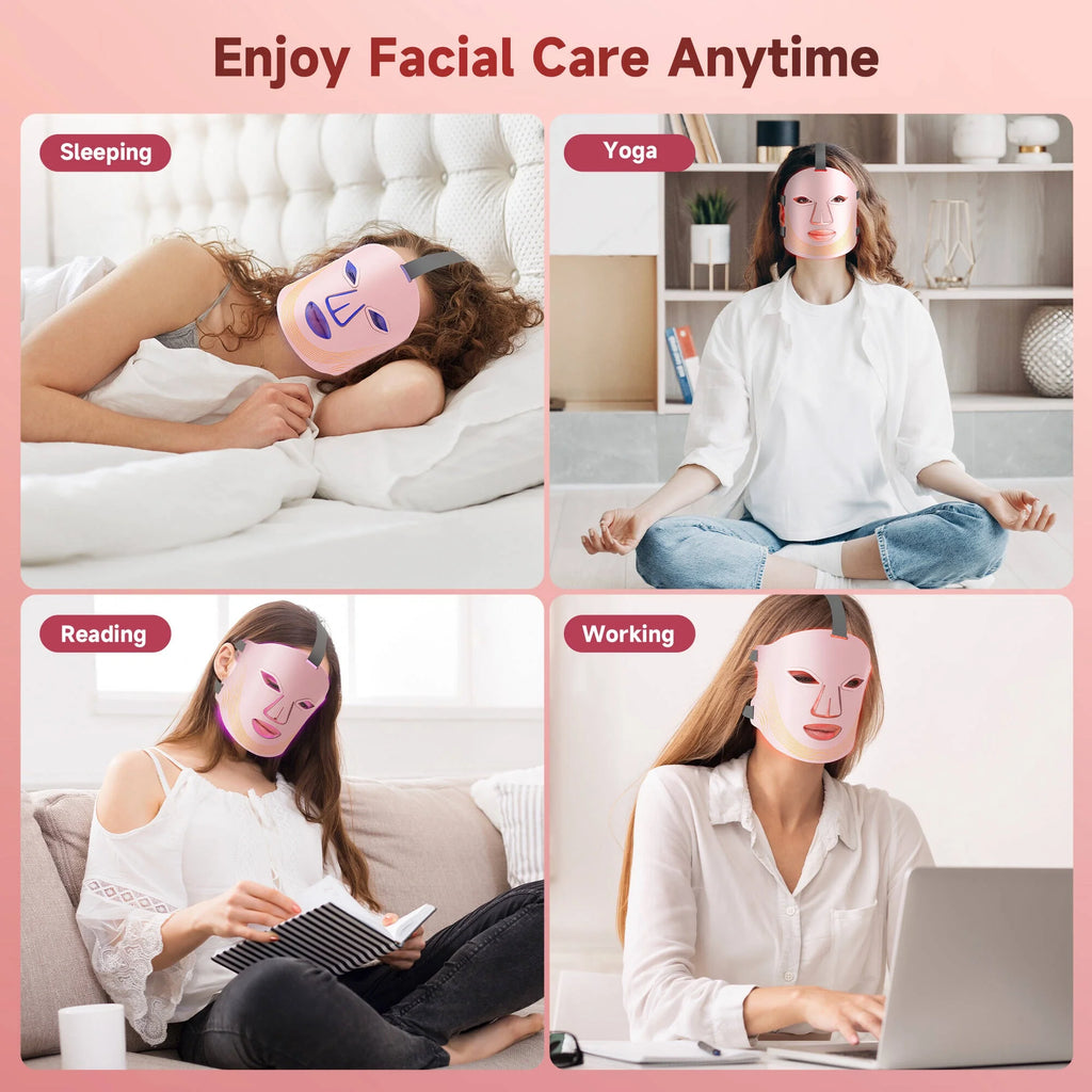 Morfone LED Face Mask: 4 Light Modes & Timer for Skincare