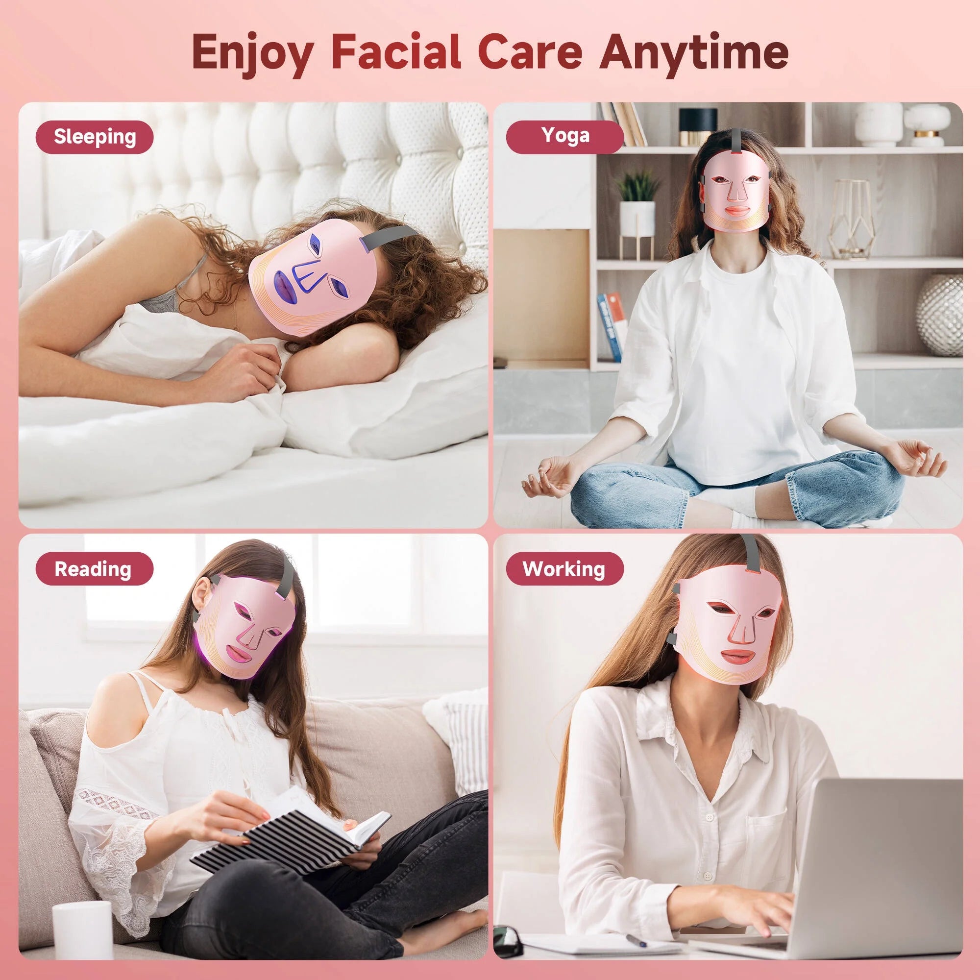 Morfone LED Face Mask: 4 Light Modes & Timer for Skincare