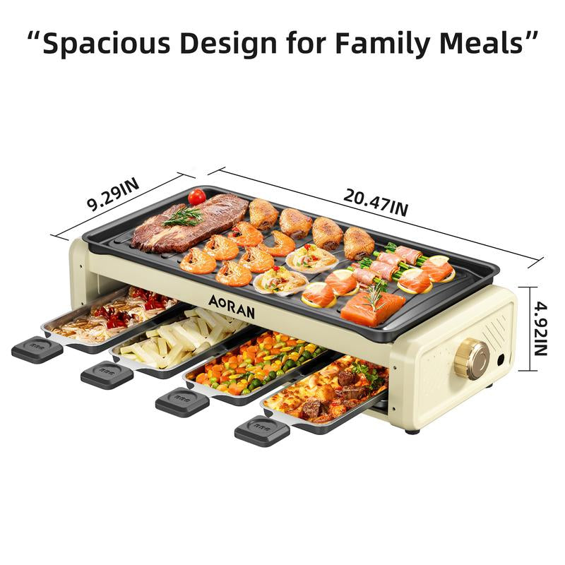 AORAN 1800W Indoor Grill: Smokeless Non-Stick Cooking & BBQ