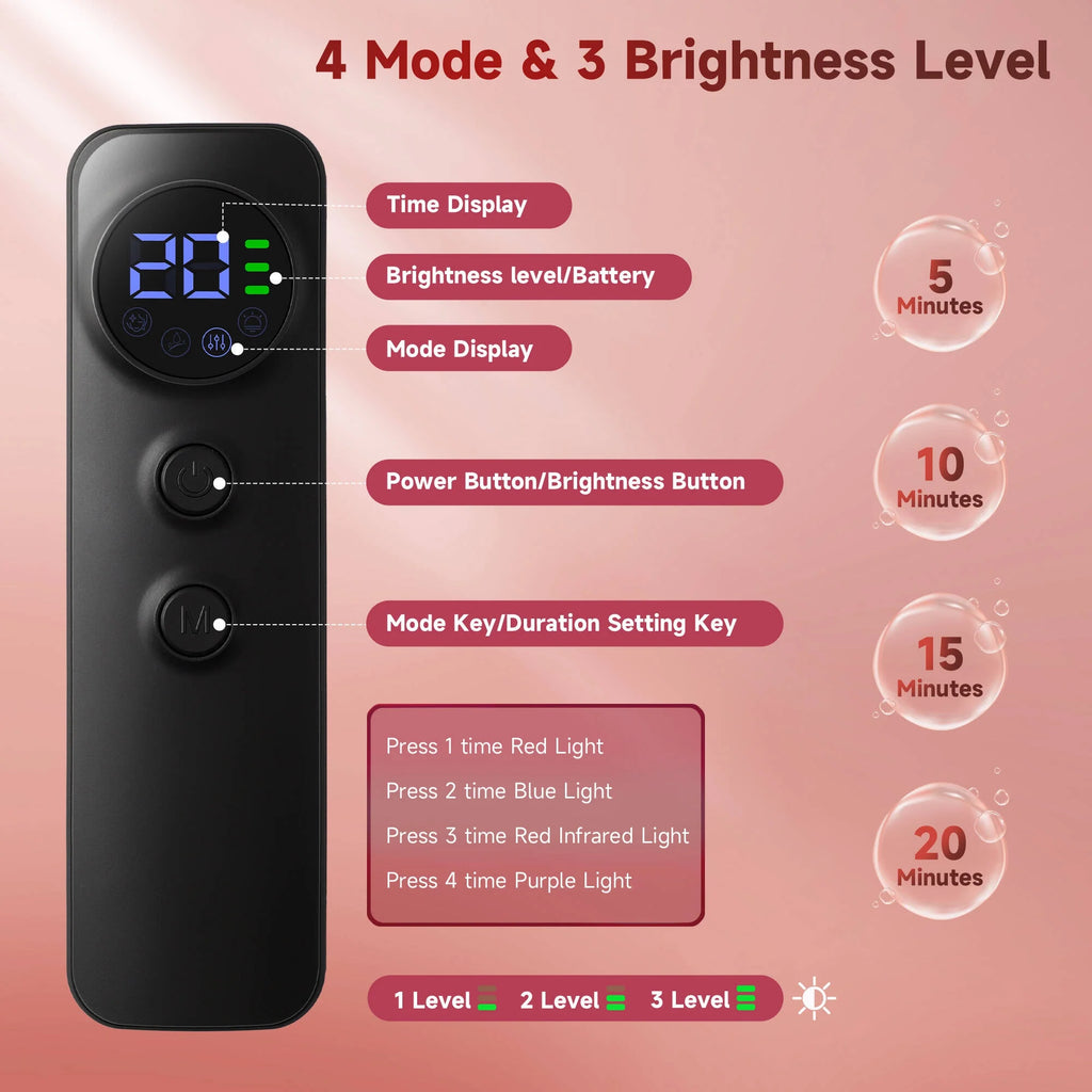 Morfone LED Face Mask: 4 Light Modes & Timer for Skincare
