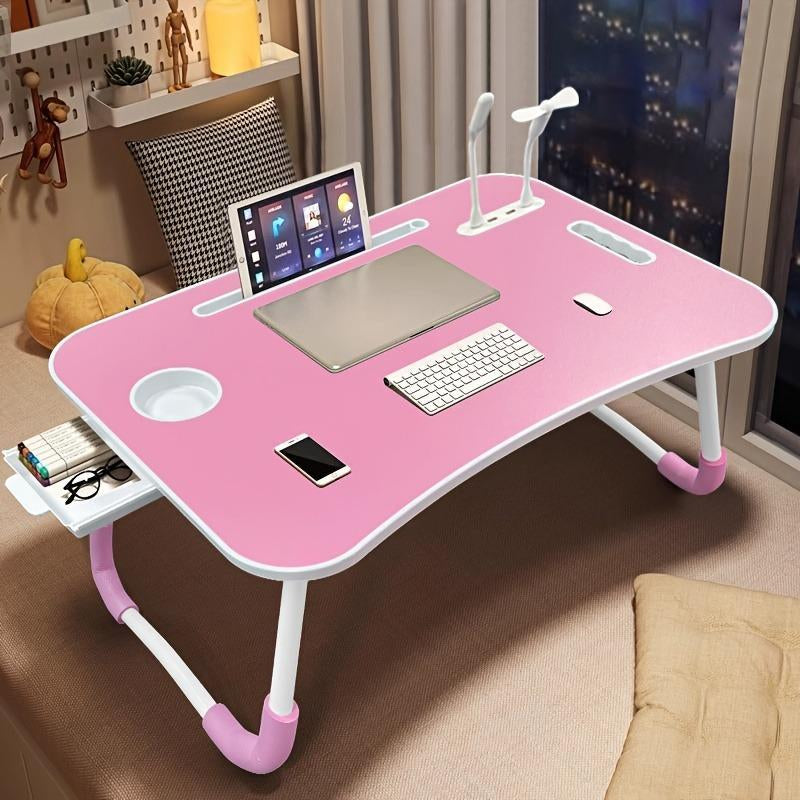 Portable Foldable Laptop Bed Desk with Storage & USB Ports