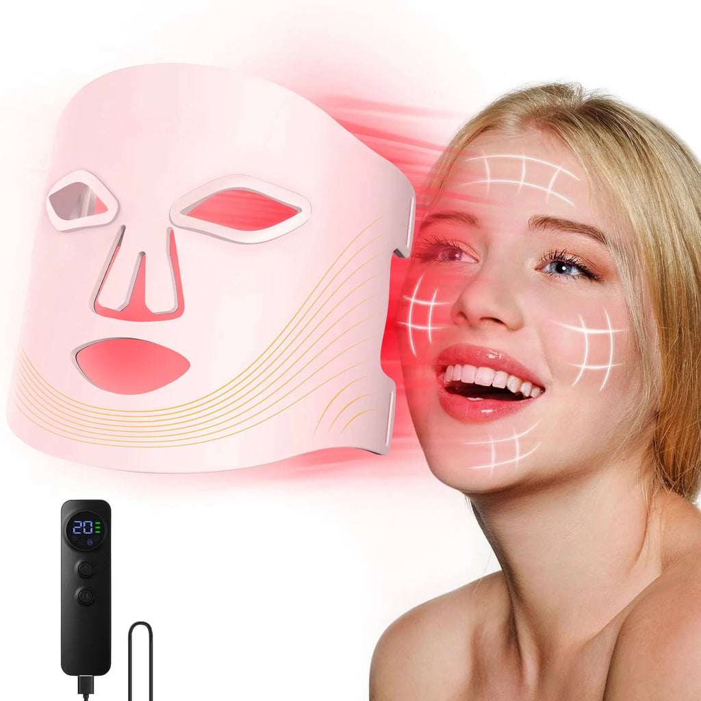 Morfone LED Face Mask: 4 Light Modes & Timer for Skincare