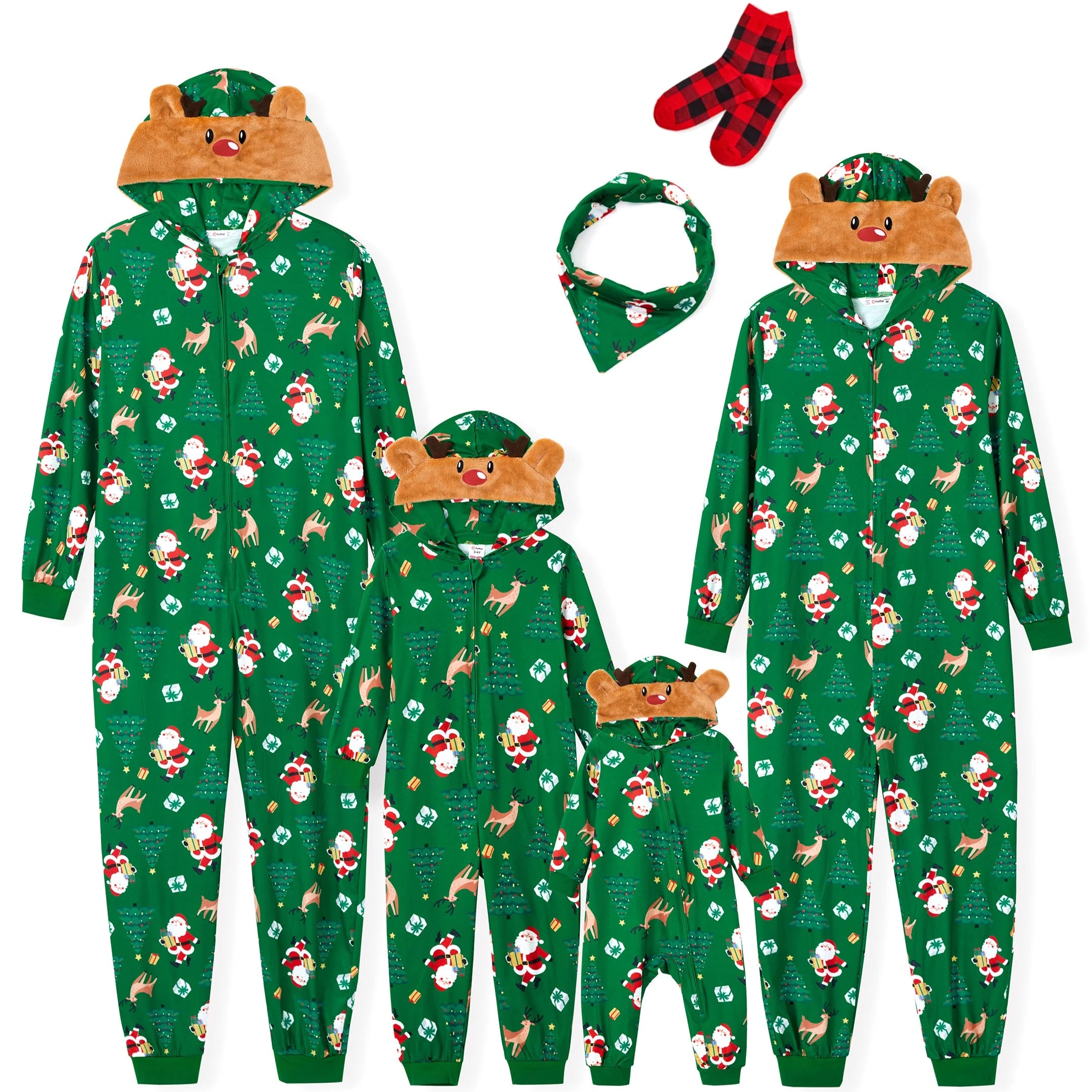 PatPat Reindeer Family Pajamas & Socks for Christmas Matching