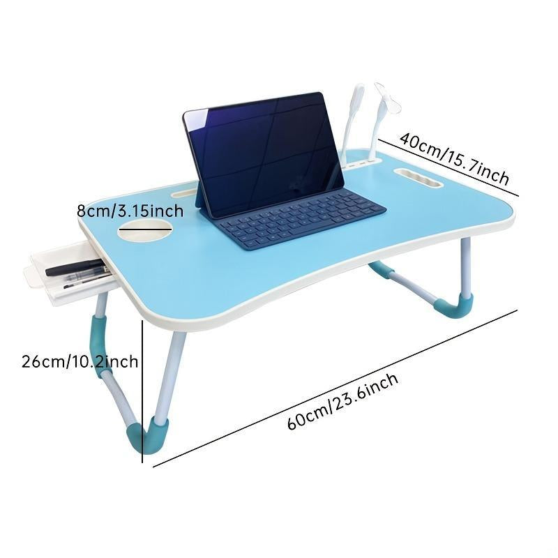 Portable Foldable Laptop Bed Desk with Storage & USB Ports
