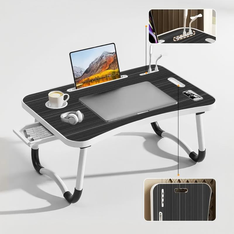 Portable Foldable Laptop Bed Desk with Storage & USB Ports