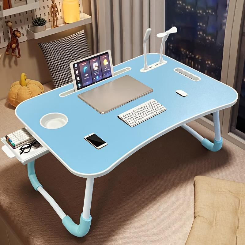 Portable Foldable Laptop Bed Desk with Storage & USB Ports