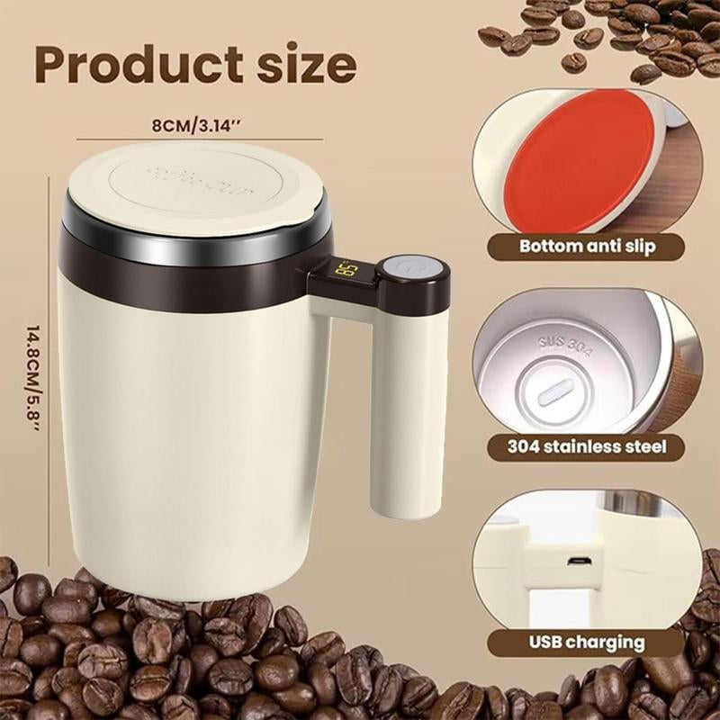 Smart Magnetic Stirring Mug with LCD & USB Rechargeable