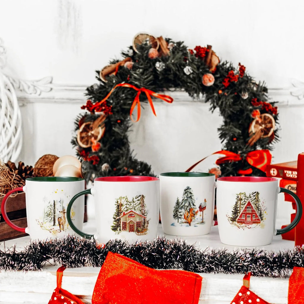 Futtumy Ceramic Mugs 4-Pack: Festive Holiday Gifts & Decor