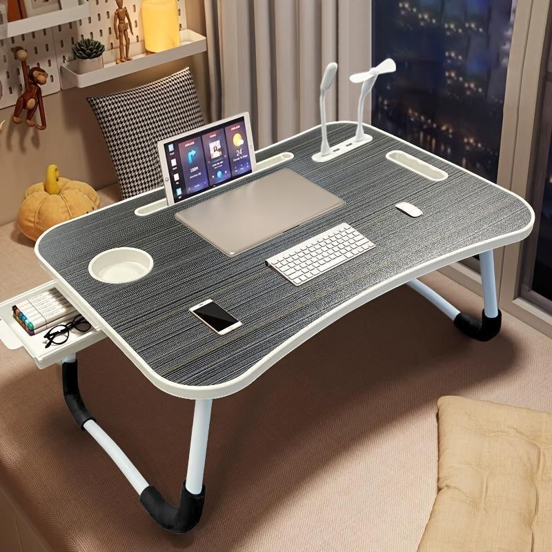 Portable Foldable Laptop Bed Desk with Storage & USB Ports