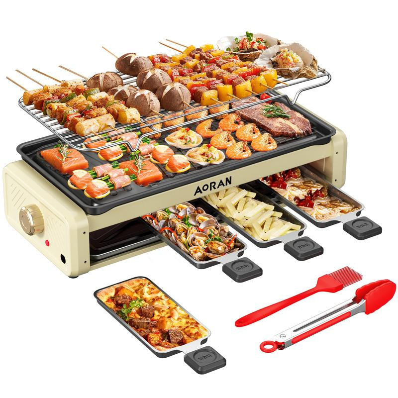 AORAN 1800W Indoor Grill: Smokeless Non-Stick Cooking & BBQ