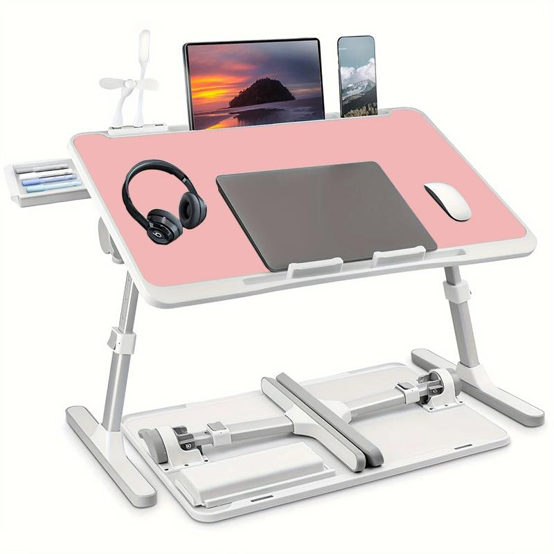 Portable Foldable Laptop Bed Desk with Storage & USB Ports