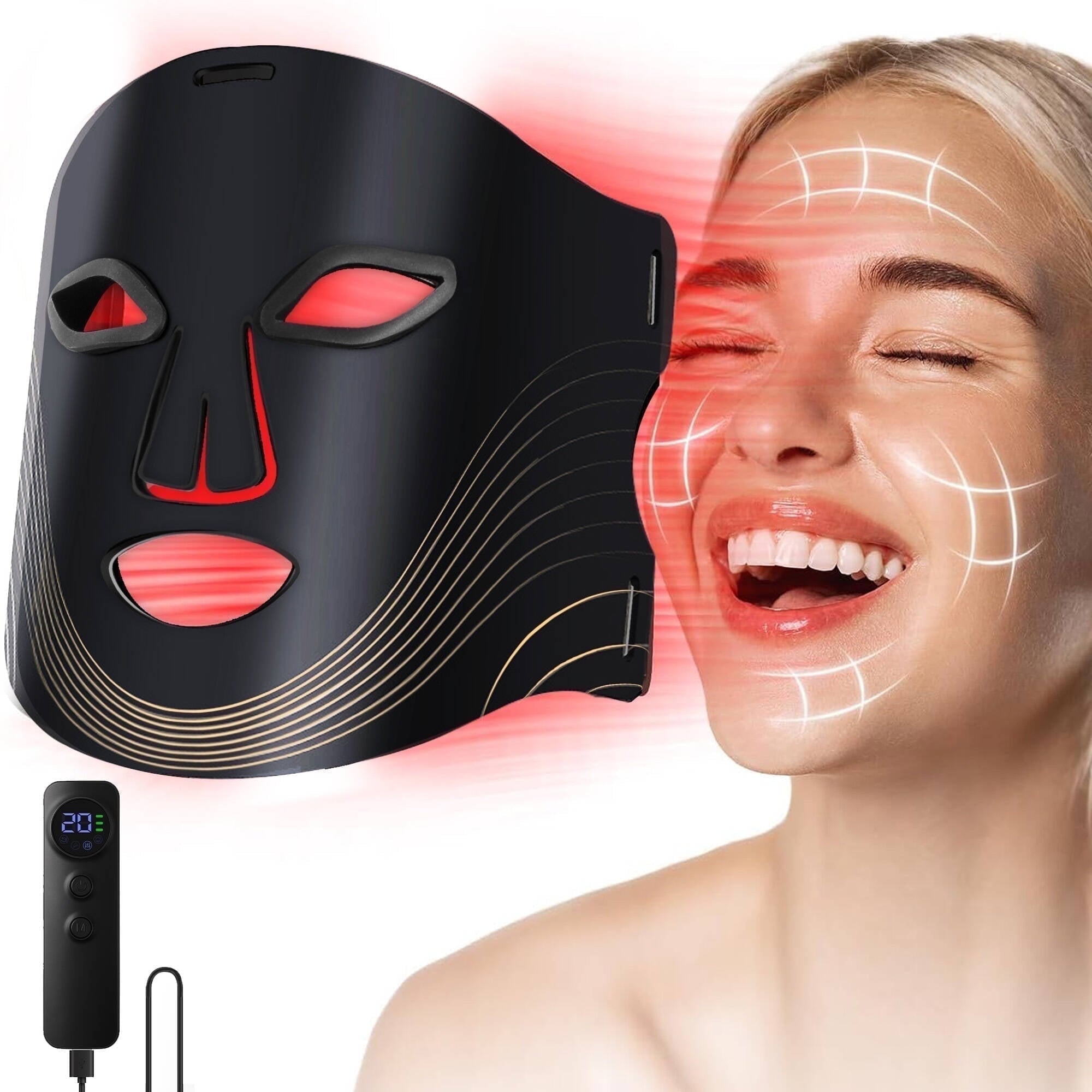 Morfone LED Face Mask: 4 Light Modes & Timer for Skincare