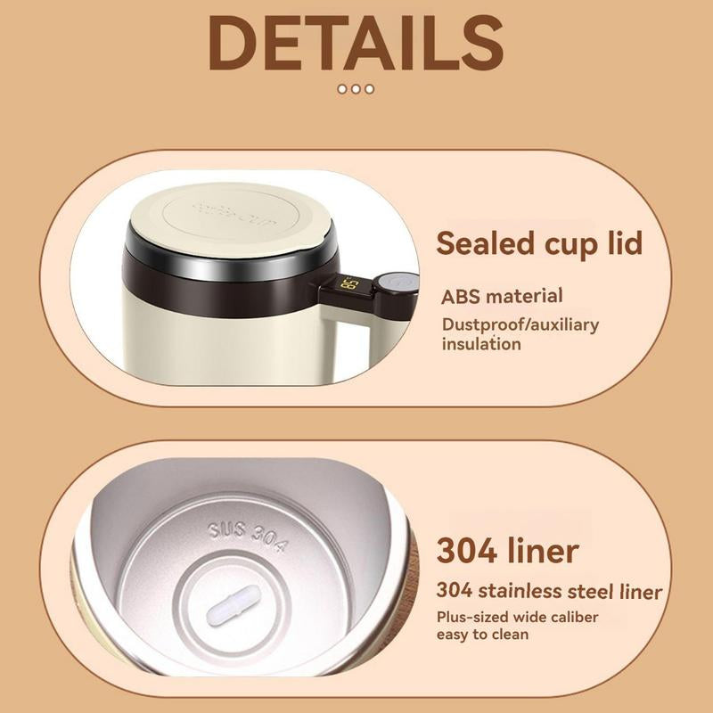 Smart Magnetic Stirring Mug with LCD & USB Rechargeable