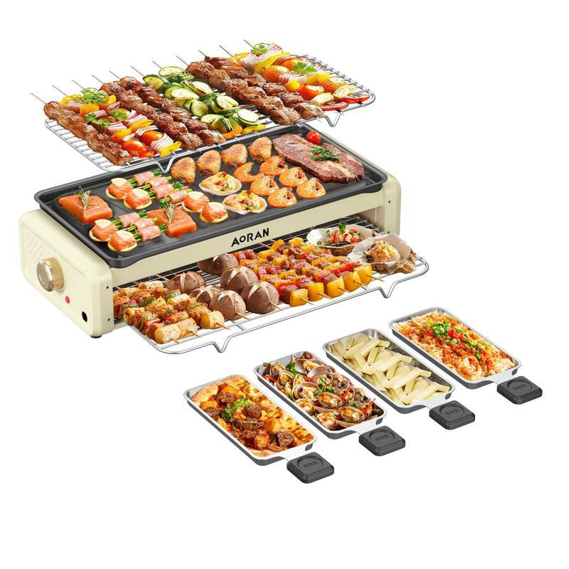 AORAN 1800W Indoor Grill: Smokeless Non-Stick Cooking & BBQ