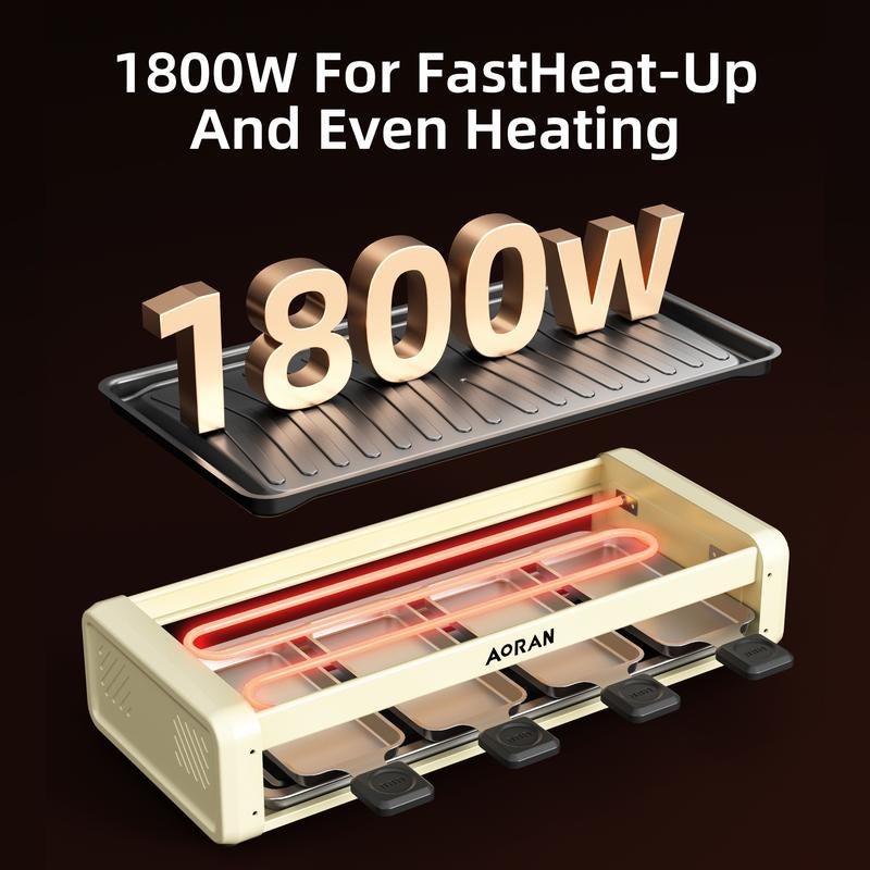 AORAN 1800W Indoor Grill: Smokeless Non-Stick Cooking & BBQ