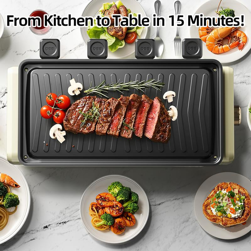 AORAN 1800W Indoor Grill: Smokeless Non-Stick Cooking & BBQ