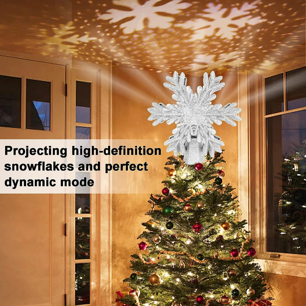 3D Silver Snowflake Tree Topper with LED Light Show