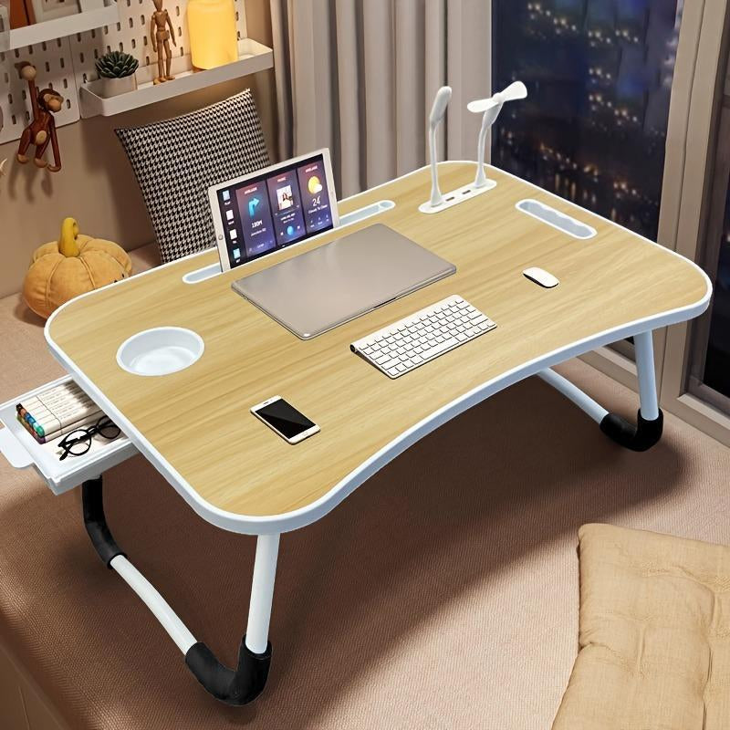 Portable Foldable Laptop Bed Desk with Storage & USB Ports