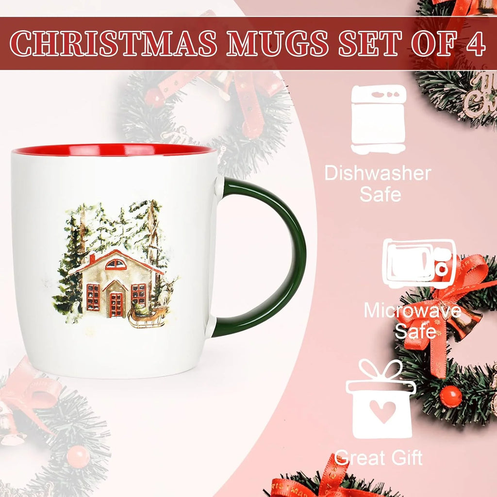 Futtumy Ceramic Mugs 4-Pack: Festive Holiday Gifts & Decor